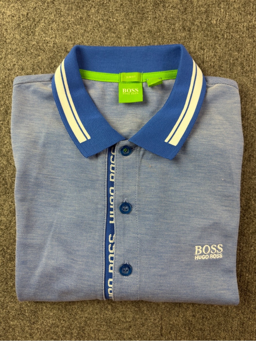 Hugo Boss Slim Fit Mens 100% Cotton Short Sleeve Polo Shirt Size M Blue